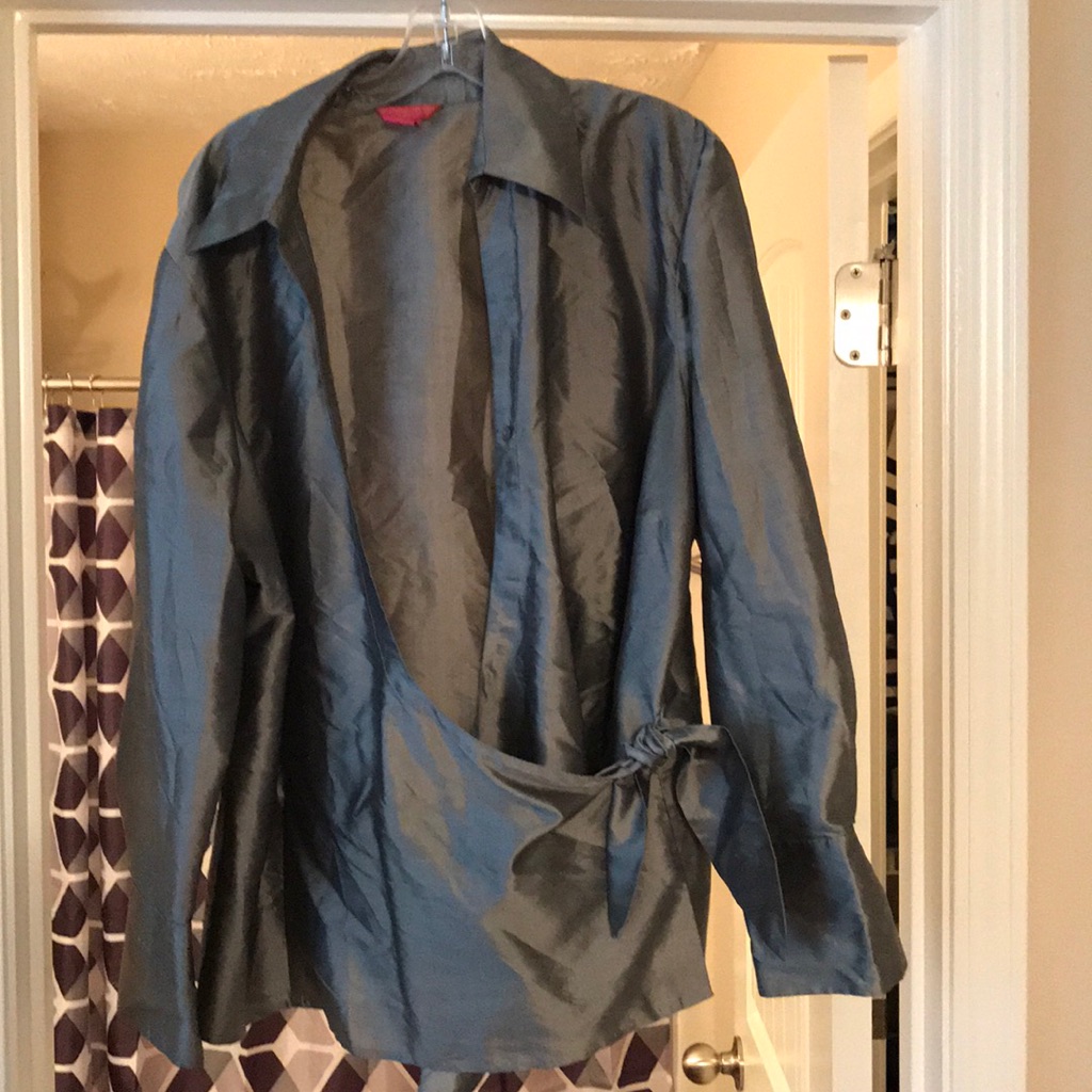 Silk Dress Top Side Tie. Plus Size